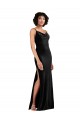 Low Back Black Column Cowl Neck Long Black Tie Evening Gown / Prom Dress / Bridesmaid Dress Bolton