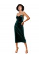 Open Back Dark Green Sheath Cowl Neck Midi Length Formal Dress / Bridesmaid Dress Bolton