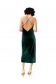 Open Back Dark Green Sheath Cowl Neck Midi Length Formal Dress / Bridesmaid Dress Bolton