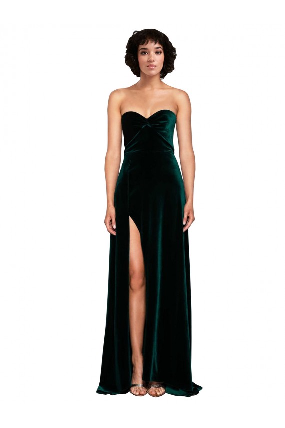 Low Back Dark Green A-Line Sweetheart Sweep Train Semi Formal Evening Dress / Prom Dress / Bridesmaid Dress Bolton
